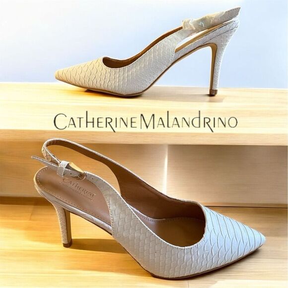 Catherine Malandrino Shoes - Catherine Malandrino Women's White Ivory Slingback Pumps Size 10 Croc Pattern